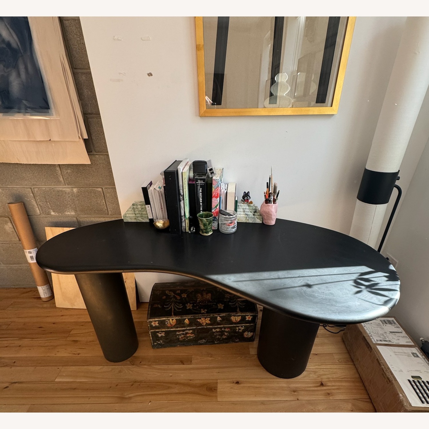 CB2 Bohne Black Resin Desk - image-4