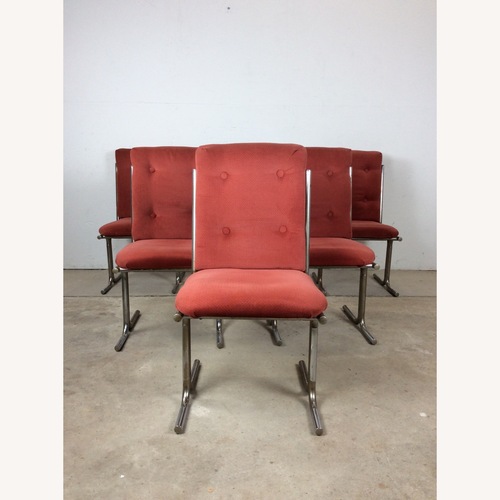 Used Set of 5 Postmodern Pink Upholstered Dining Chairs for sale on AptDeco