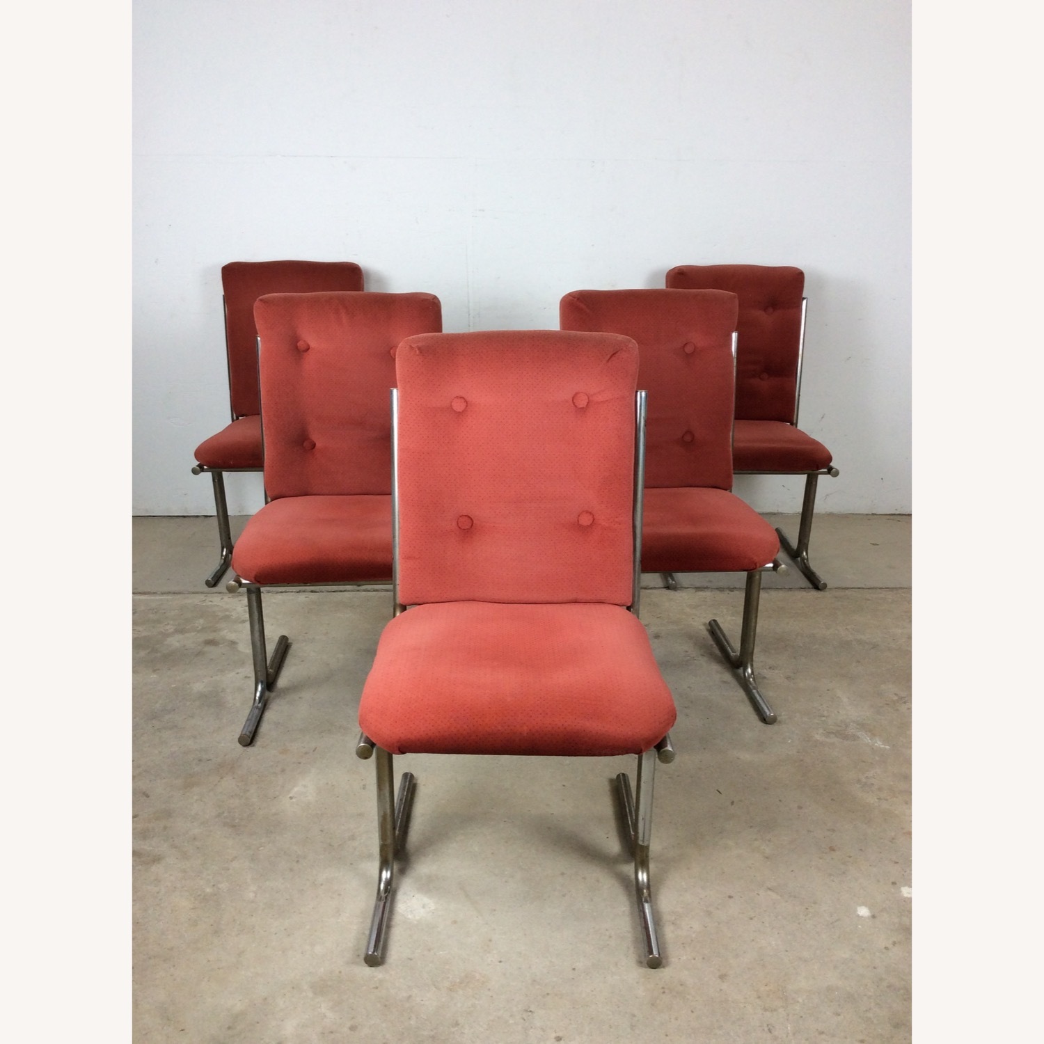 Set of 5 Postmodern Pink Upholstered Dining Chairs - image-2