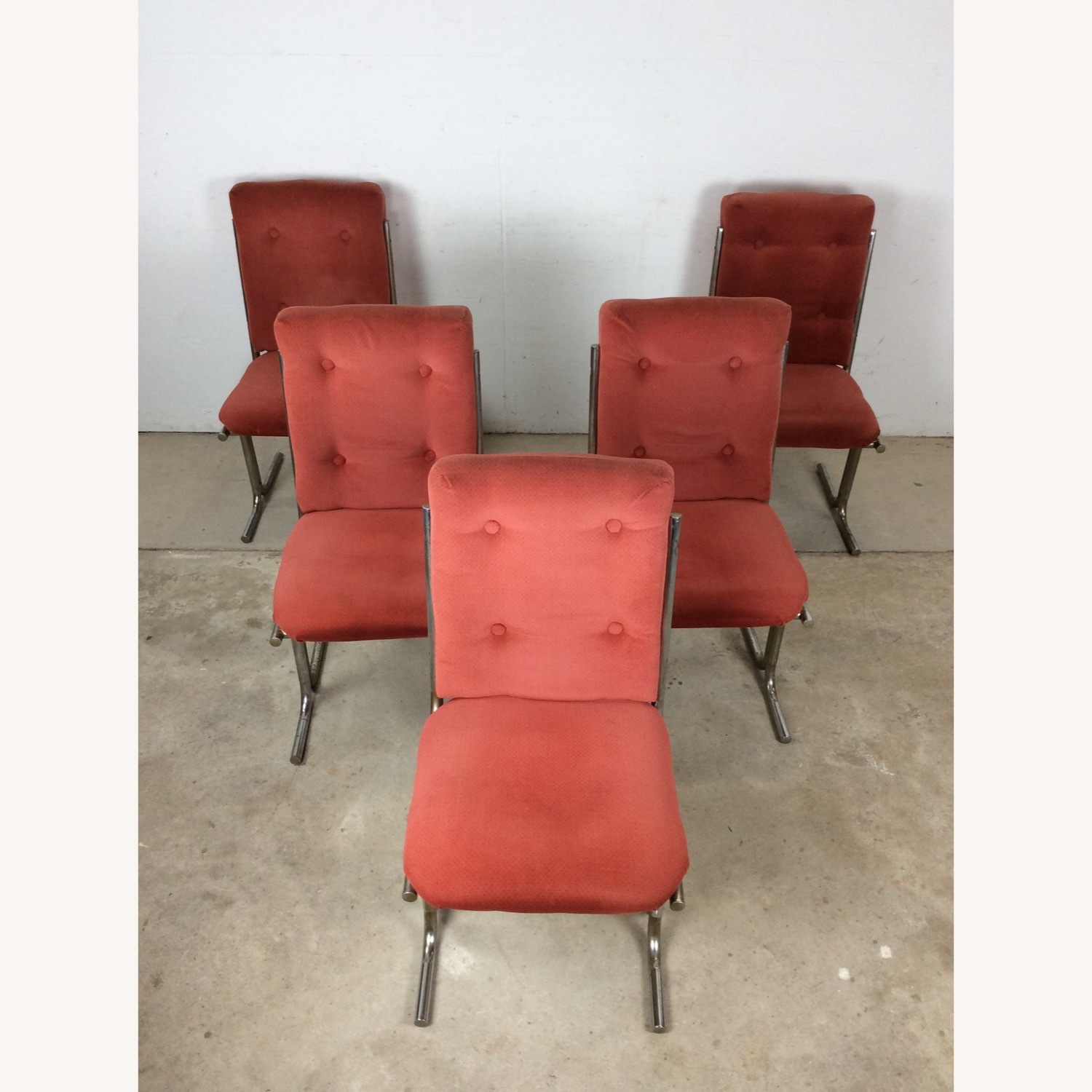 Set of 5 Postmodern Pink Upholstered Dining Chairs - image-3