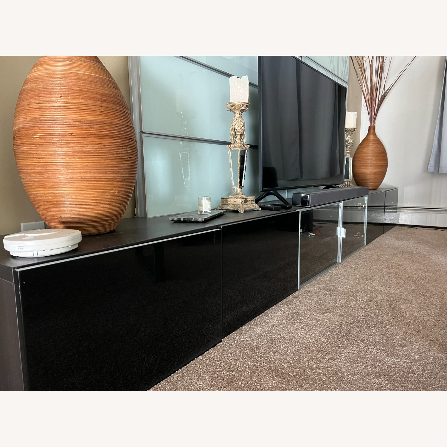 IKEA Black Wood Veneer Media Storage - image-4