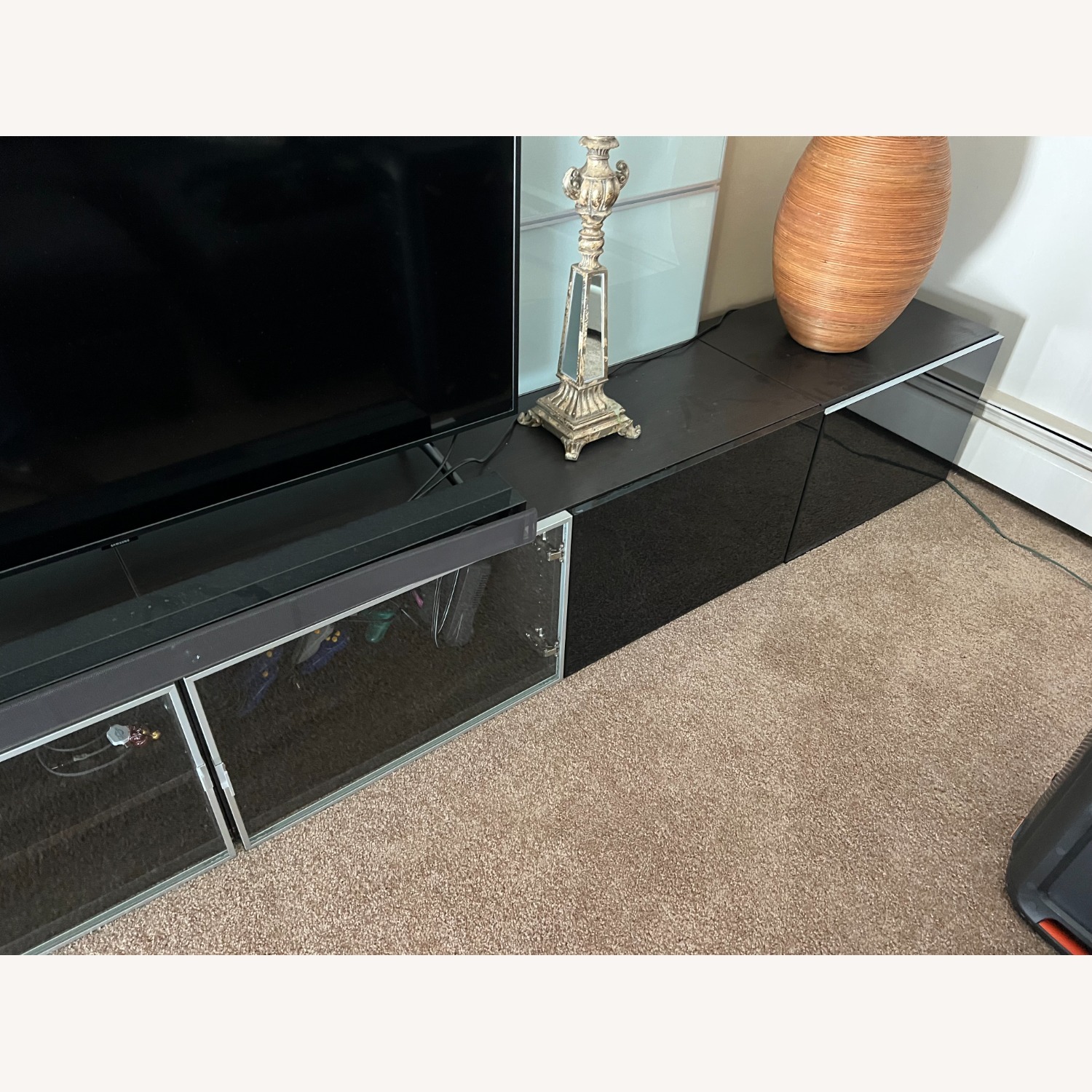 IKEA Black Wood Veneer Media Storage - image-5