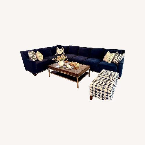 Used Vanguard Sectional Navy Velvet Nailhead Trim for sale on AptDeco
