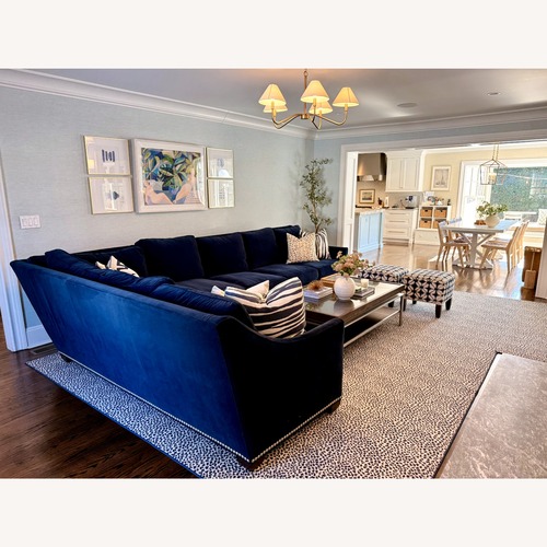 Used Vanguard Sectional Navy Velvet Nailhead Trim for sale on AptDeco