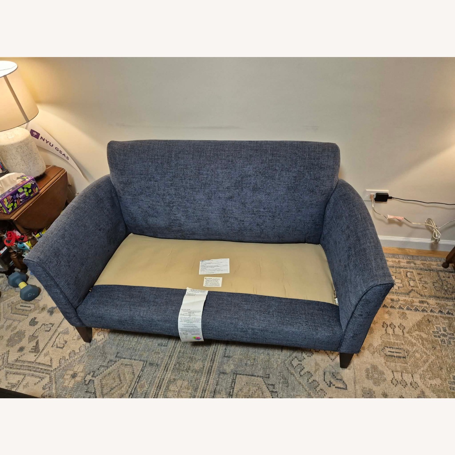 Pottery Barn Marcel Blue Fabric Loveseat - image-2