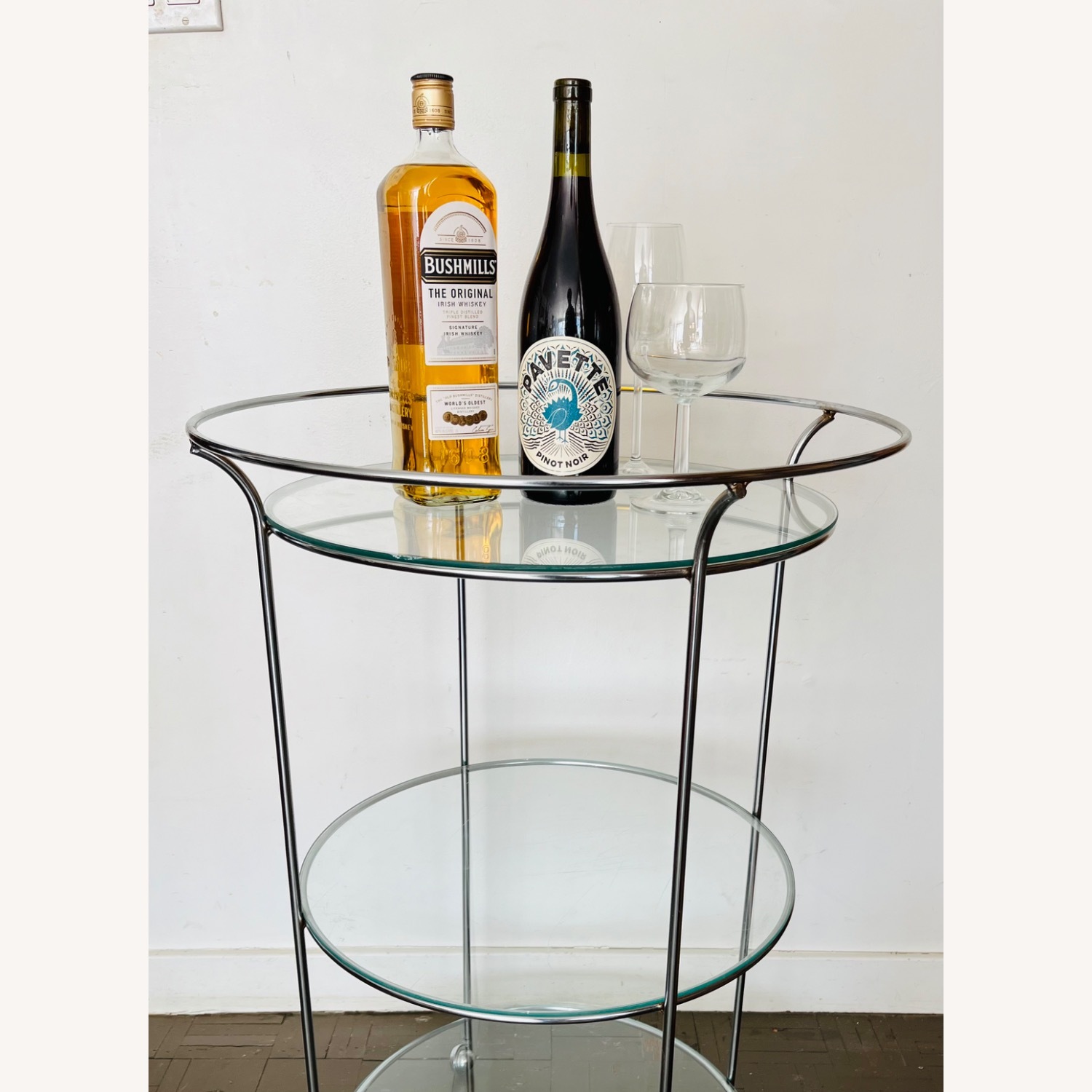 Mid Century Chrome Bar Cart 3 Tiered 1970s - image-9