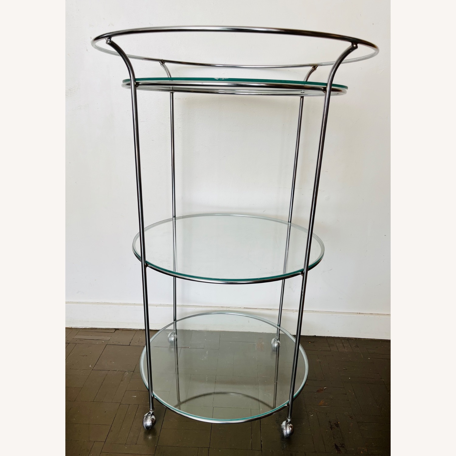 Mid Century Chrome Bar Cart 3 Tiered 1970s - image-6