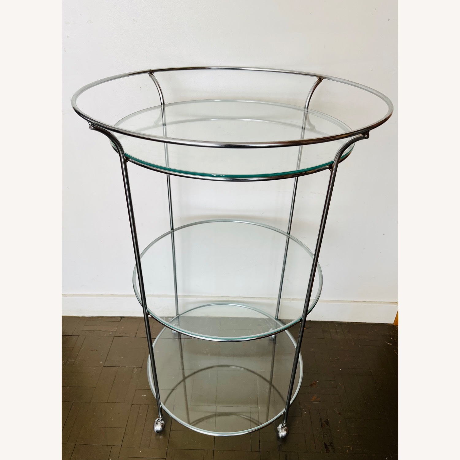 Mid Century Chrome Bar Cart 3 Tiered 1970s - image-4