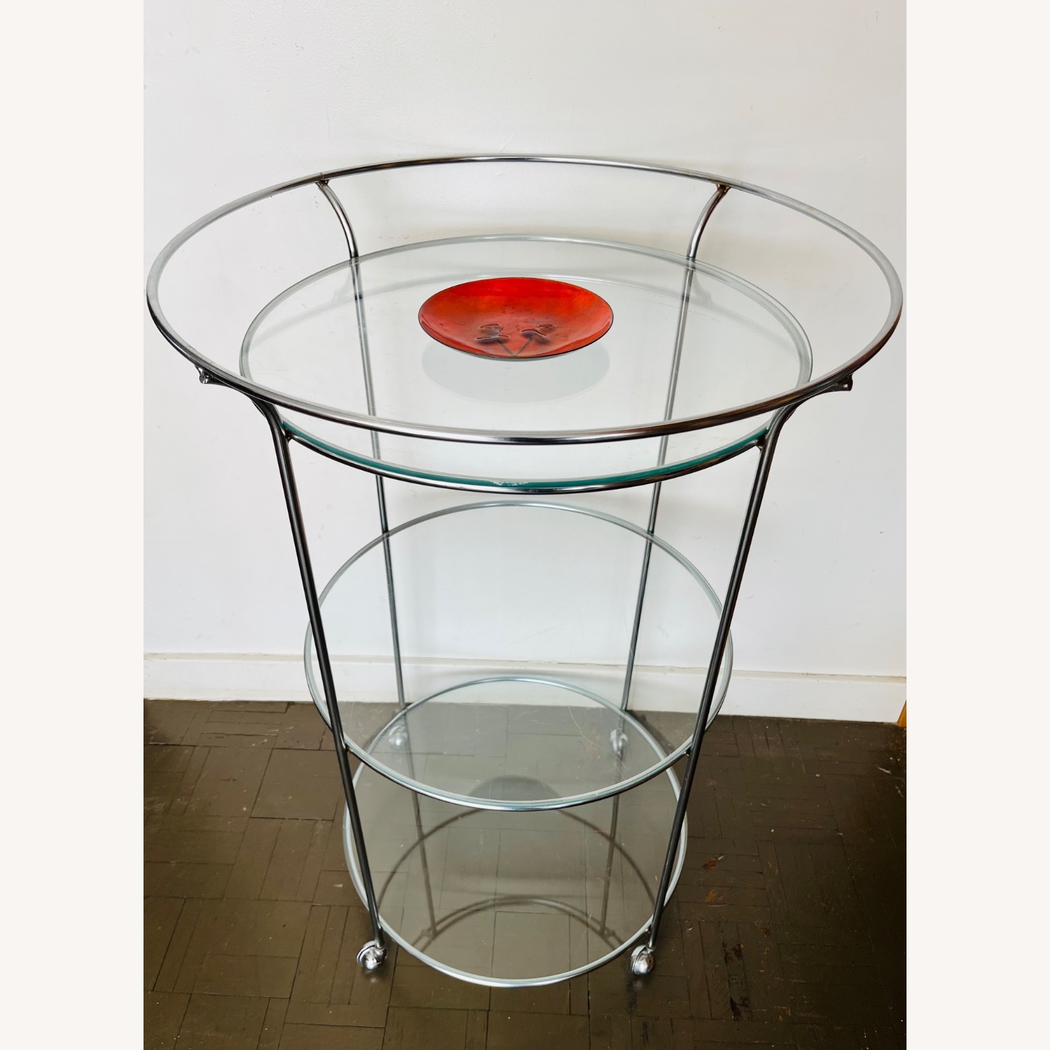 Mid Century Chrome Bar Cart 3 Tiered 1970s - image-2