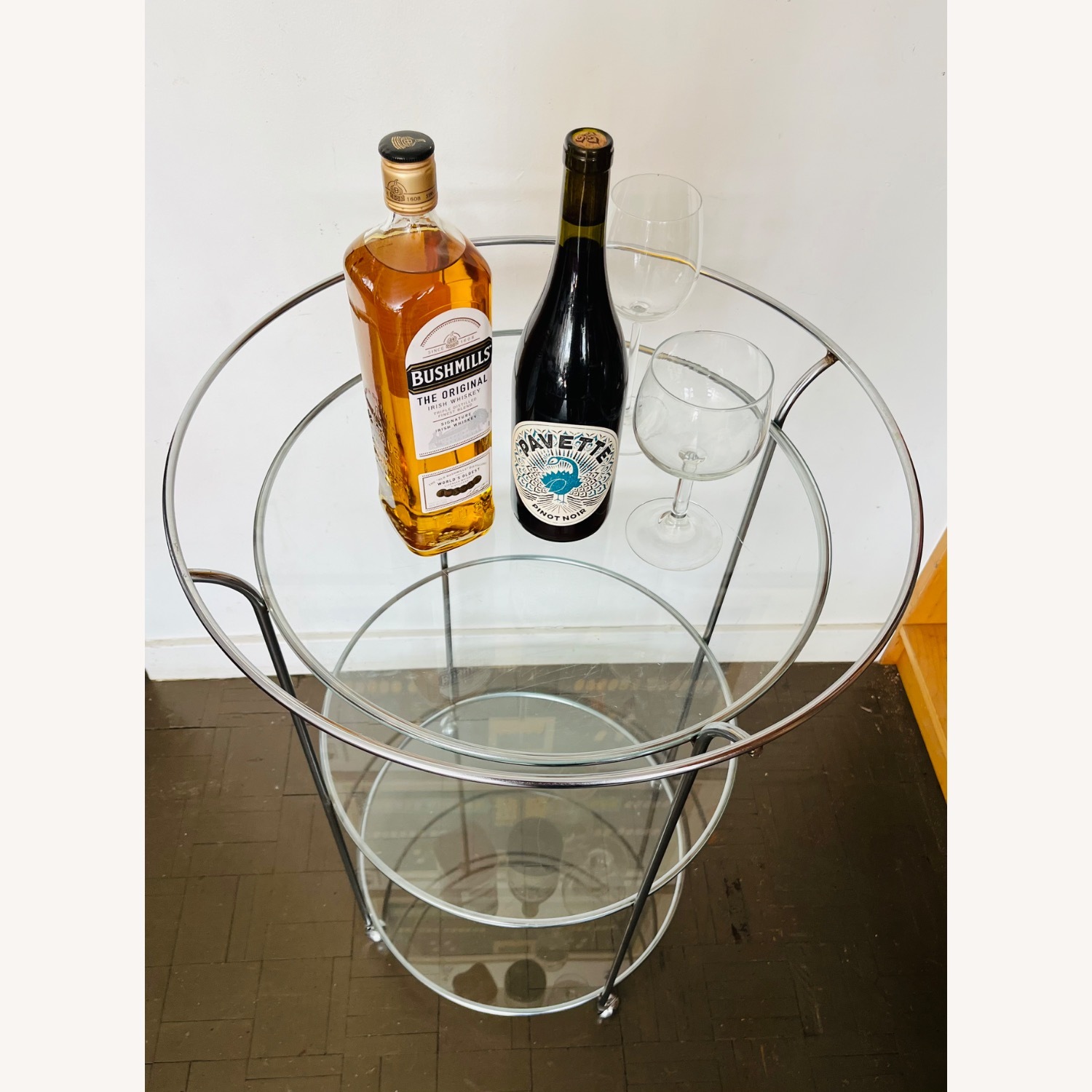 Mid Century Chrome Bar Cart 3 Tiered 1970s - image-7
