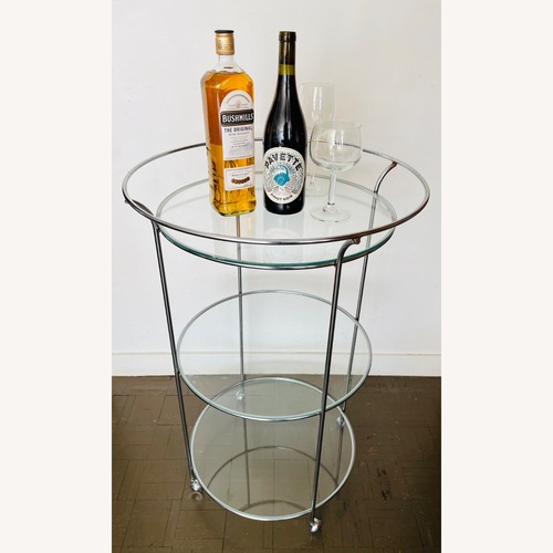 Used Mid Century Chrome Bar Cart 3 Tiered 1970s for sale on AptDeco
