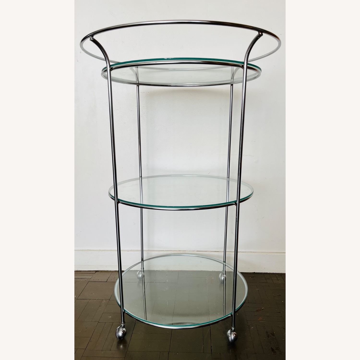 Mid Century Chrome Bar Cart 3 Tiered 1970s - image-3