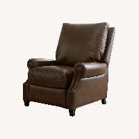 Pottery Barn Dark Brown James Roll Arm Leather Recliner