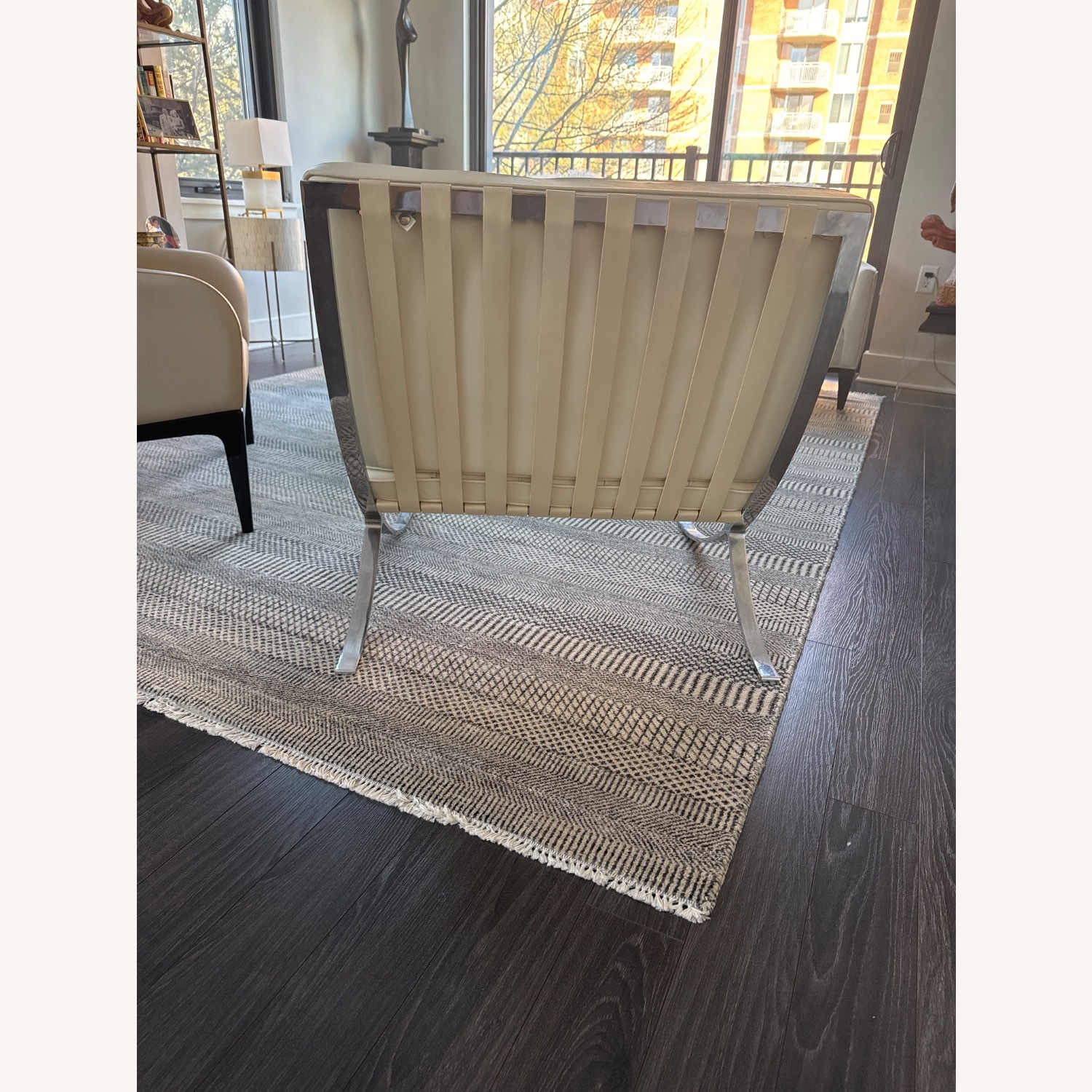 Barcelona Chair White Leather Accent Chair - image-4