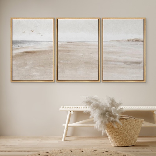 Used Framed Wall Art - Set of 3 Beachside Landscape for sale on AptDeco