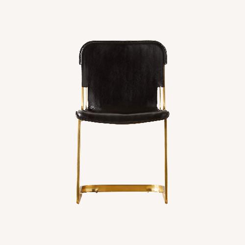 Used CB2 6 Rake Black Leather Dining Chairs  for sale on AptDeco
