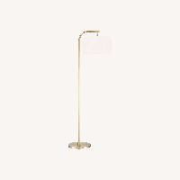 Modern Gold Arc Floor Lamp with White Drum Shade