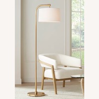 Modern Gold Arc Floor Lamp with White Drum Shade