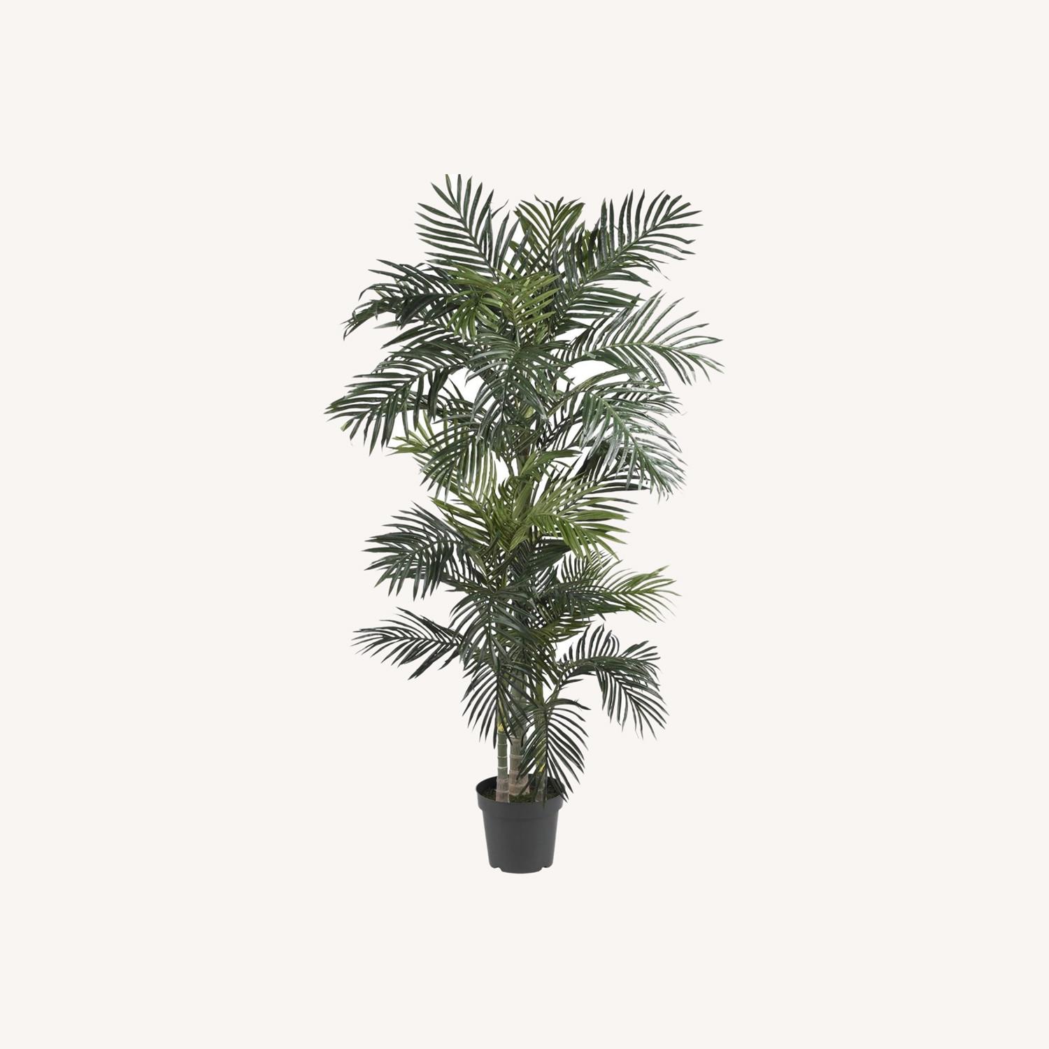 6.5 ft Artificial Palm with White Textured Planter - image-0