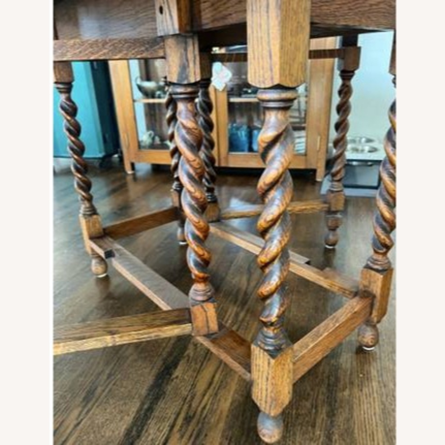 Antique Wood Drop Leaf Table W Barley Twist Legs - image-1