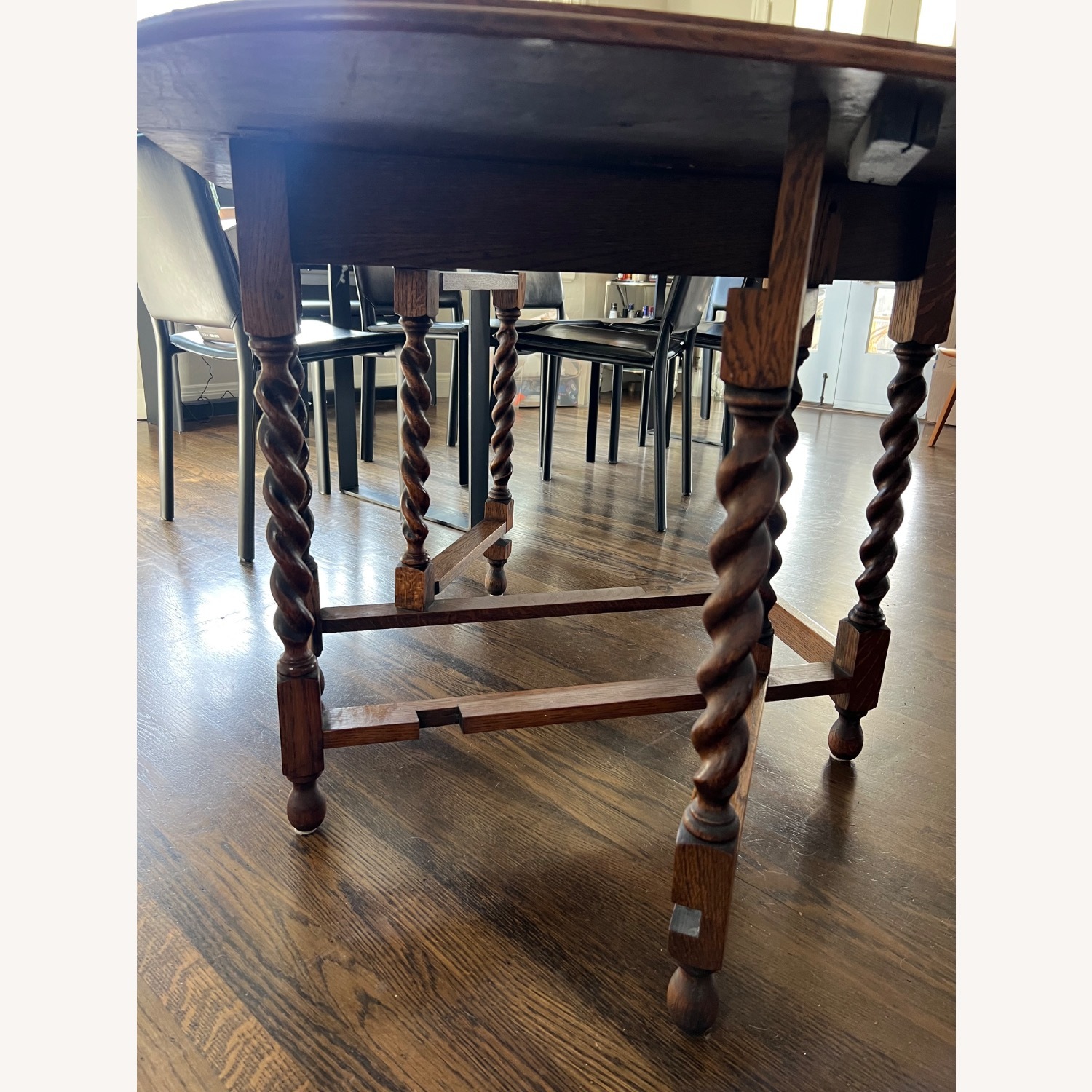 Antique Wood Drop Leaf Table W Barley Twist Legs - image-6