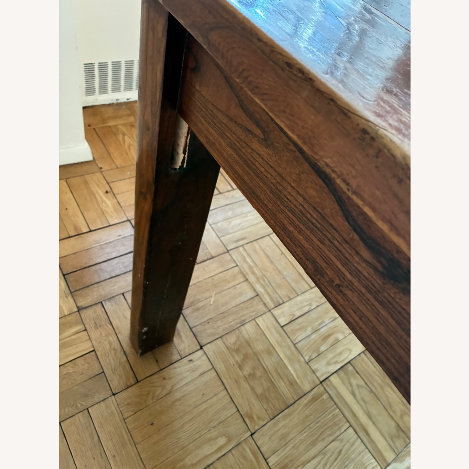 Antique Dark Brown Wood Dining Table - image-4