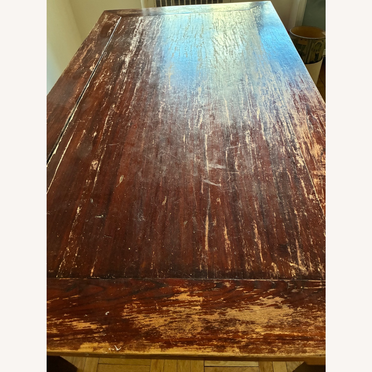 Antique Dark Brown Wood Dining Table - image-1
