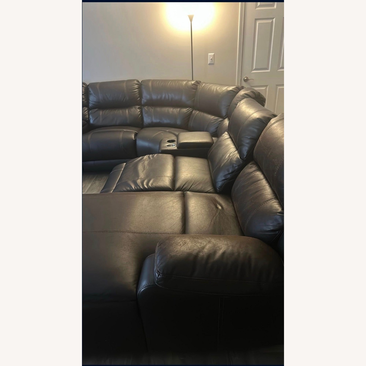 Leather D. Brown Couch - image-1