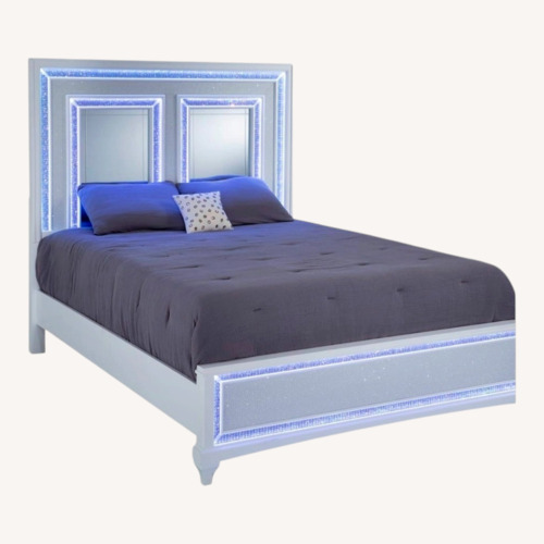 Used Bob's Discount Furniture Glamour White Wood King Bed for sale on AptDeco