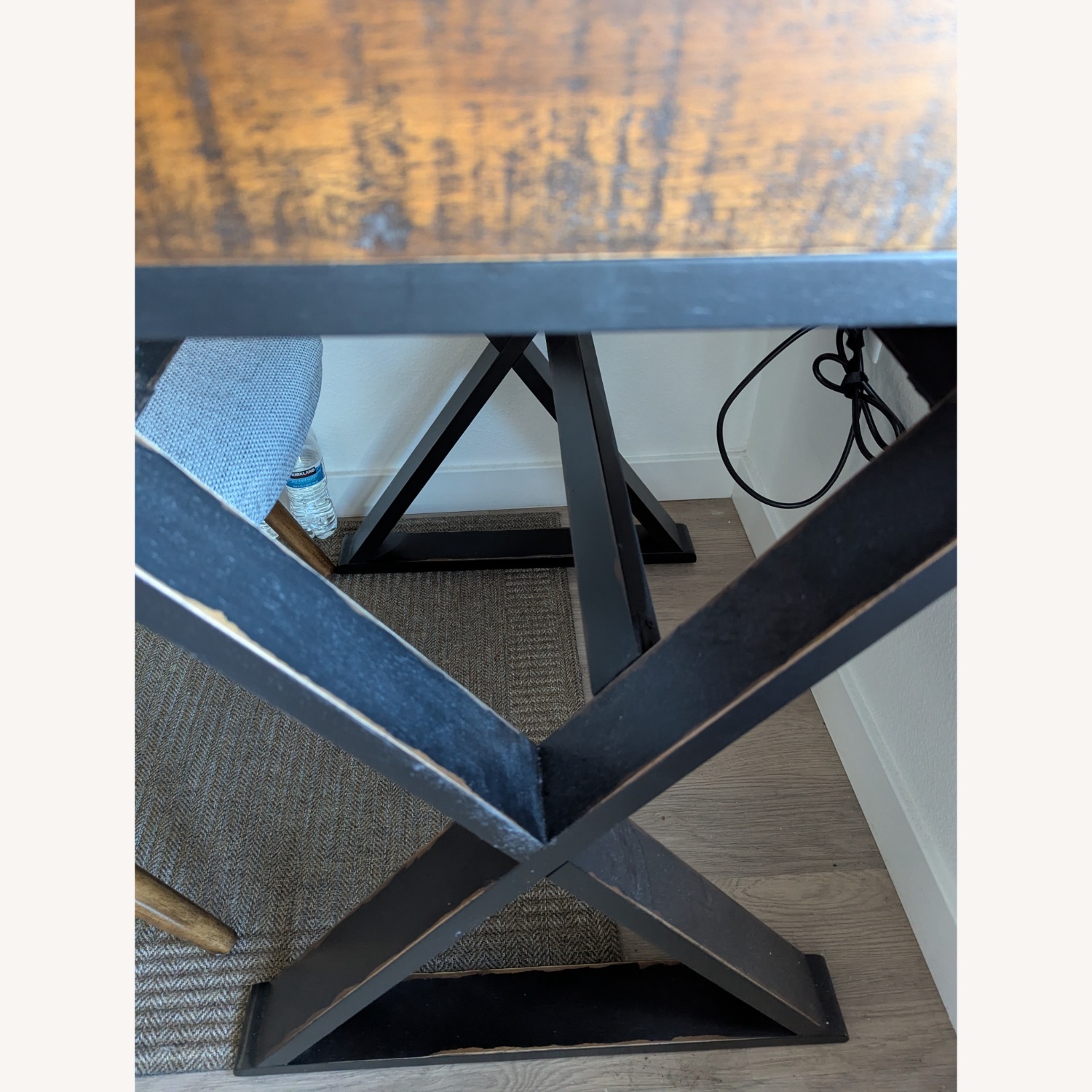 Distressed Antique Cognac and Black Wood Secretary Desk - image-10