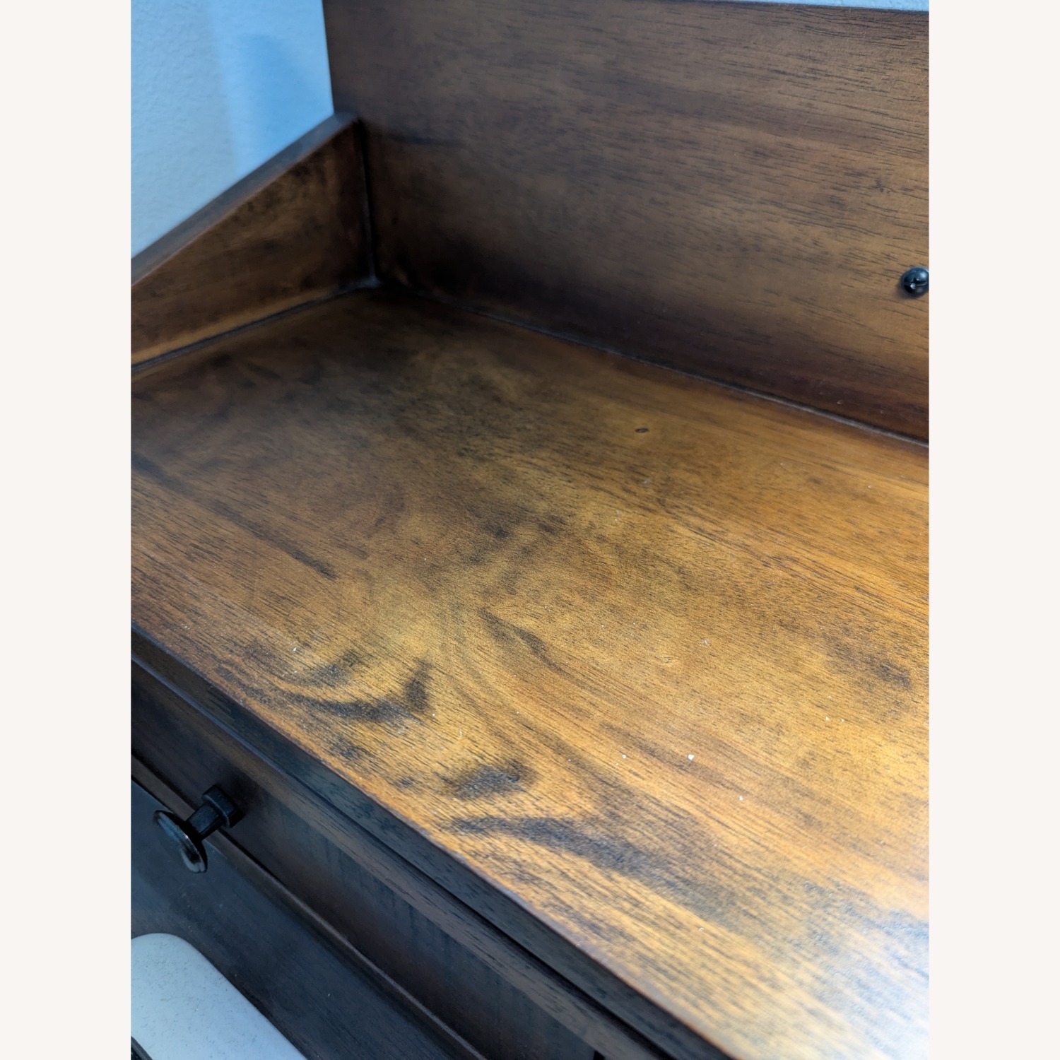 Distressed Antique Cognac and Black Wood Secretary Desk - image-5