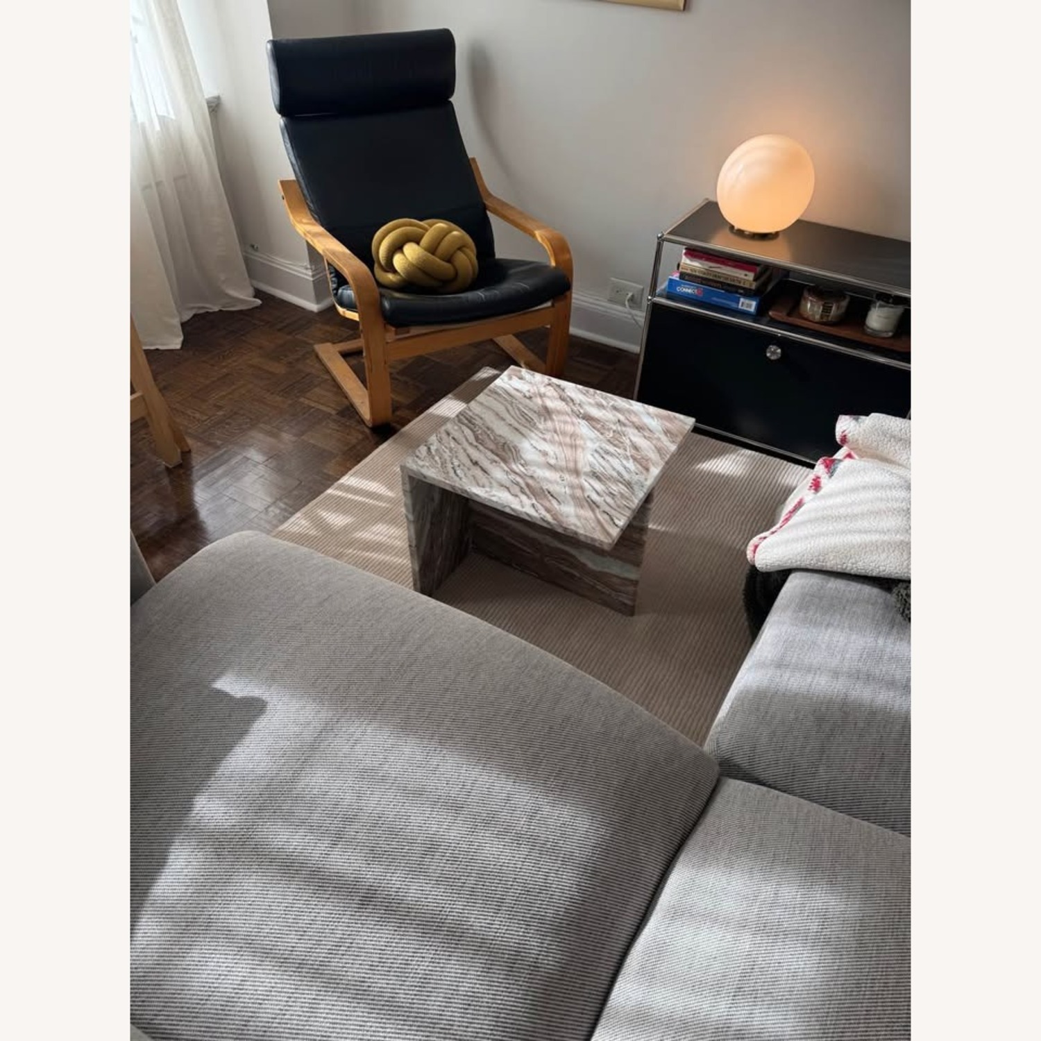 CB2 Evan Jerry T Short Natural Marble Coffee Table - image-2