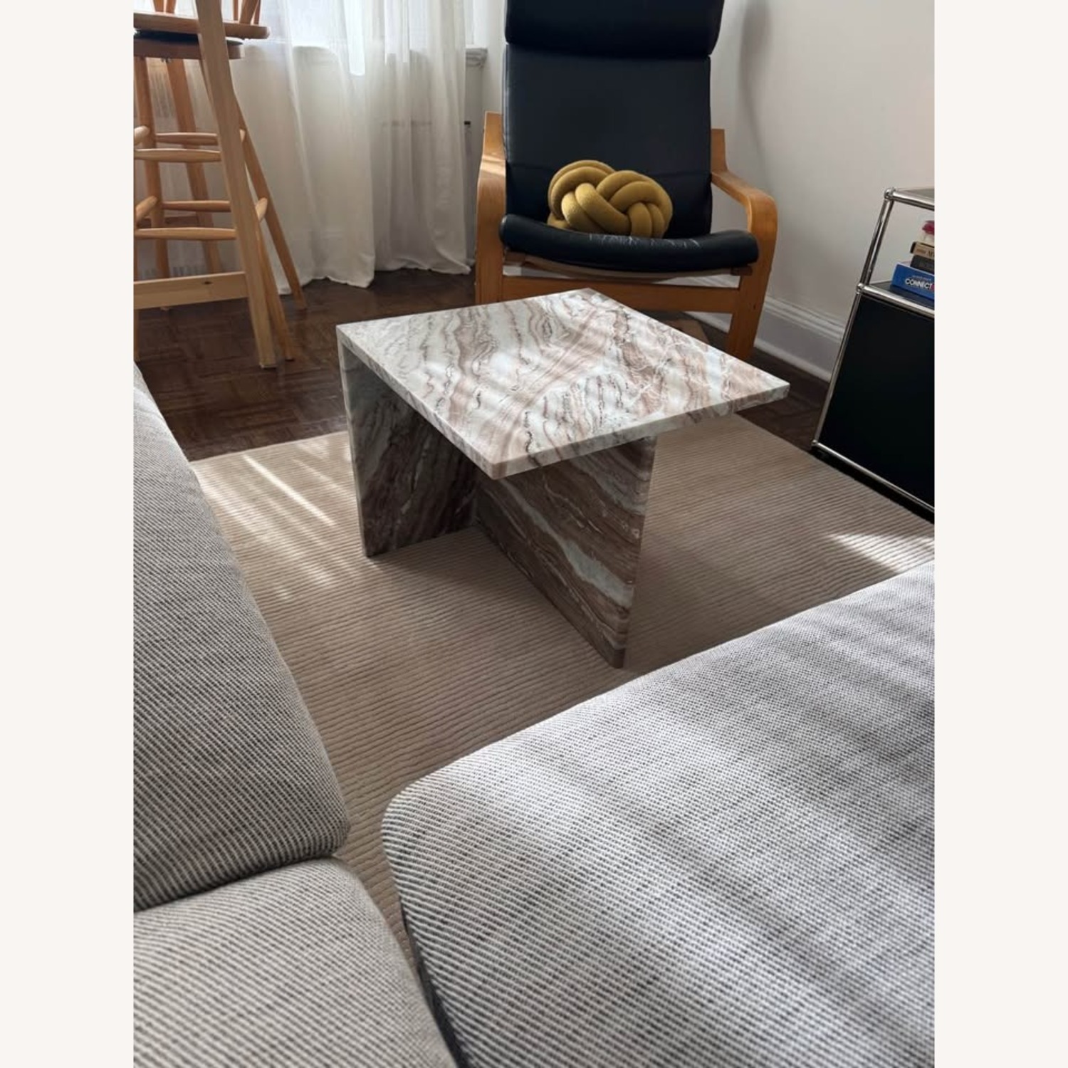 CB2 Evan Jerry T Short Natural Marble Coffee Table - image-1