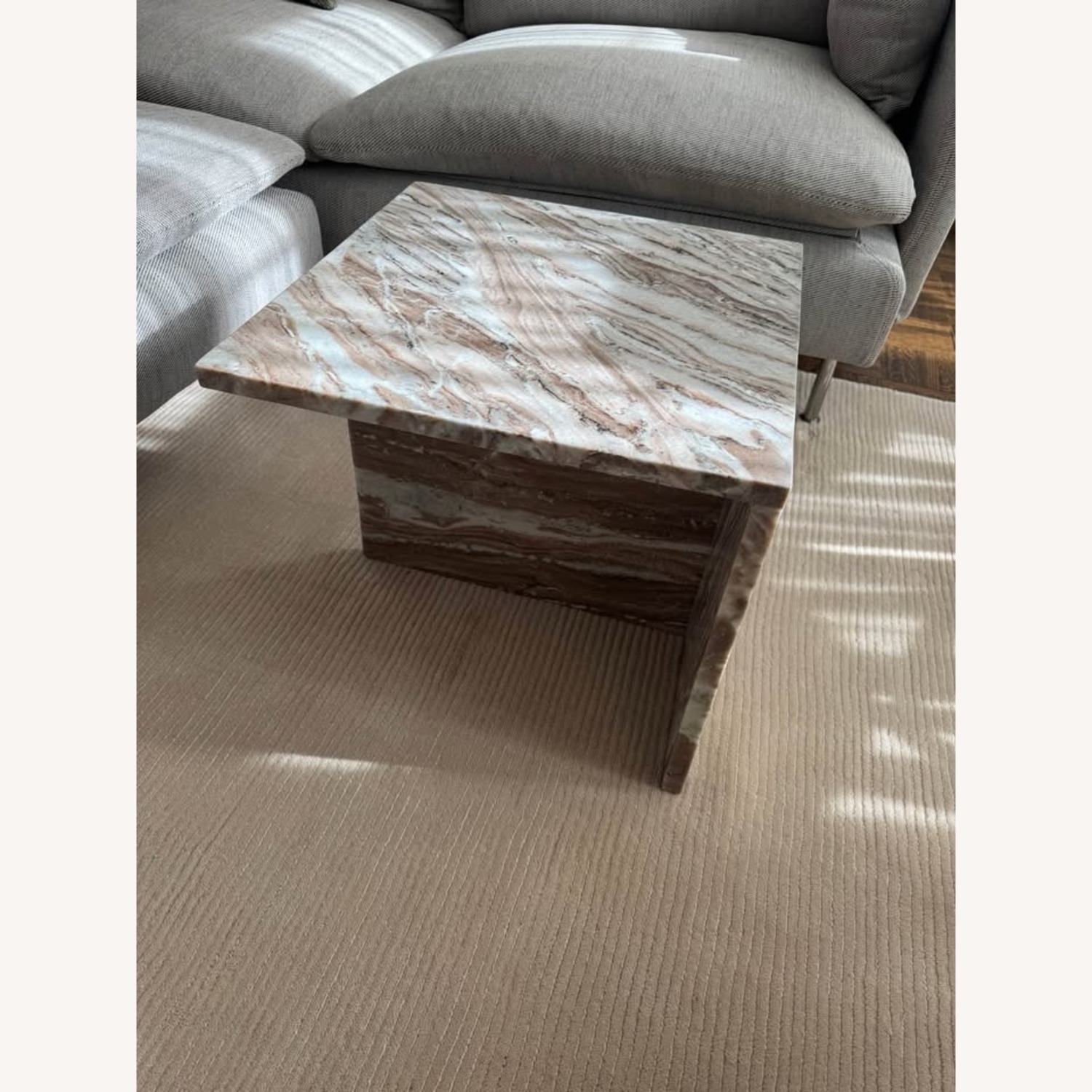 CB2 Evan Jerry T Short Natural Marble Coffee Table - image-9
