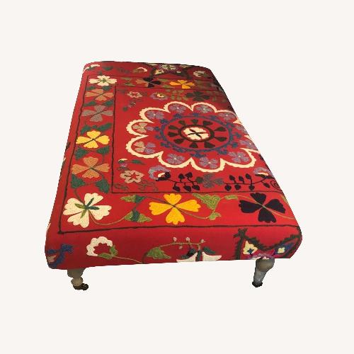 Used Pottery Barn Red Embroidered Suzani Ottoman for sale on AptDeco