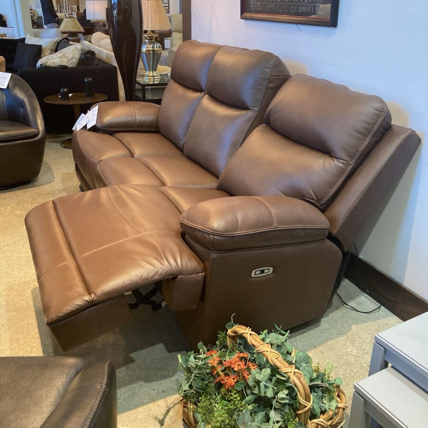Leather VonRyan Tobacco Power Reclining Sofa - image-7