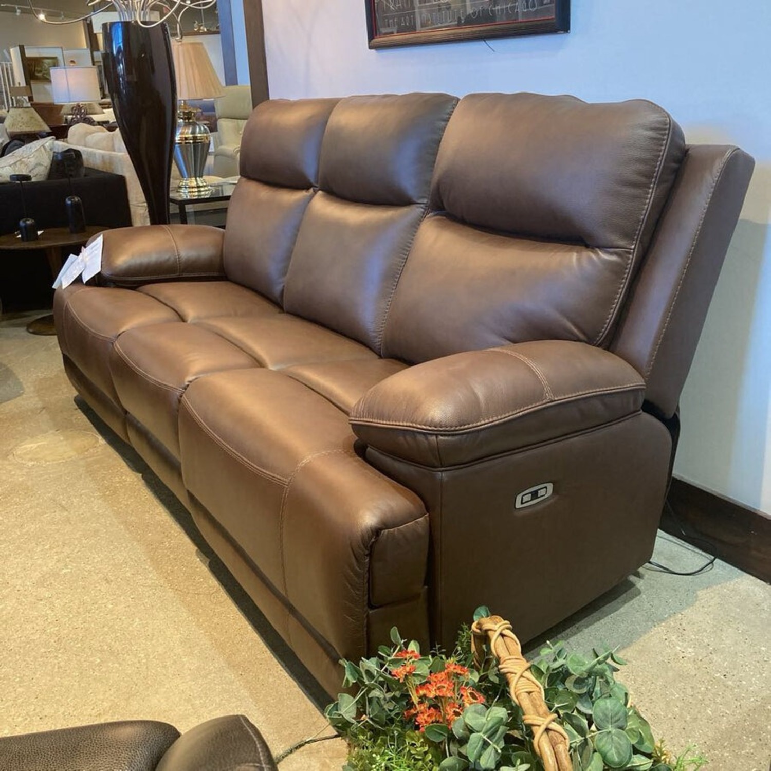Leather VonRyan Tobacco Power Reclining Sofa - image-1