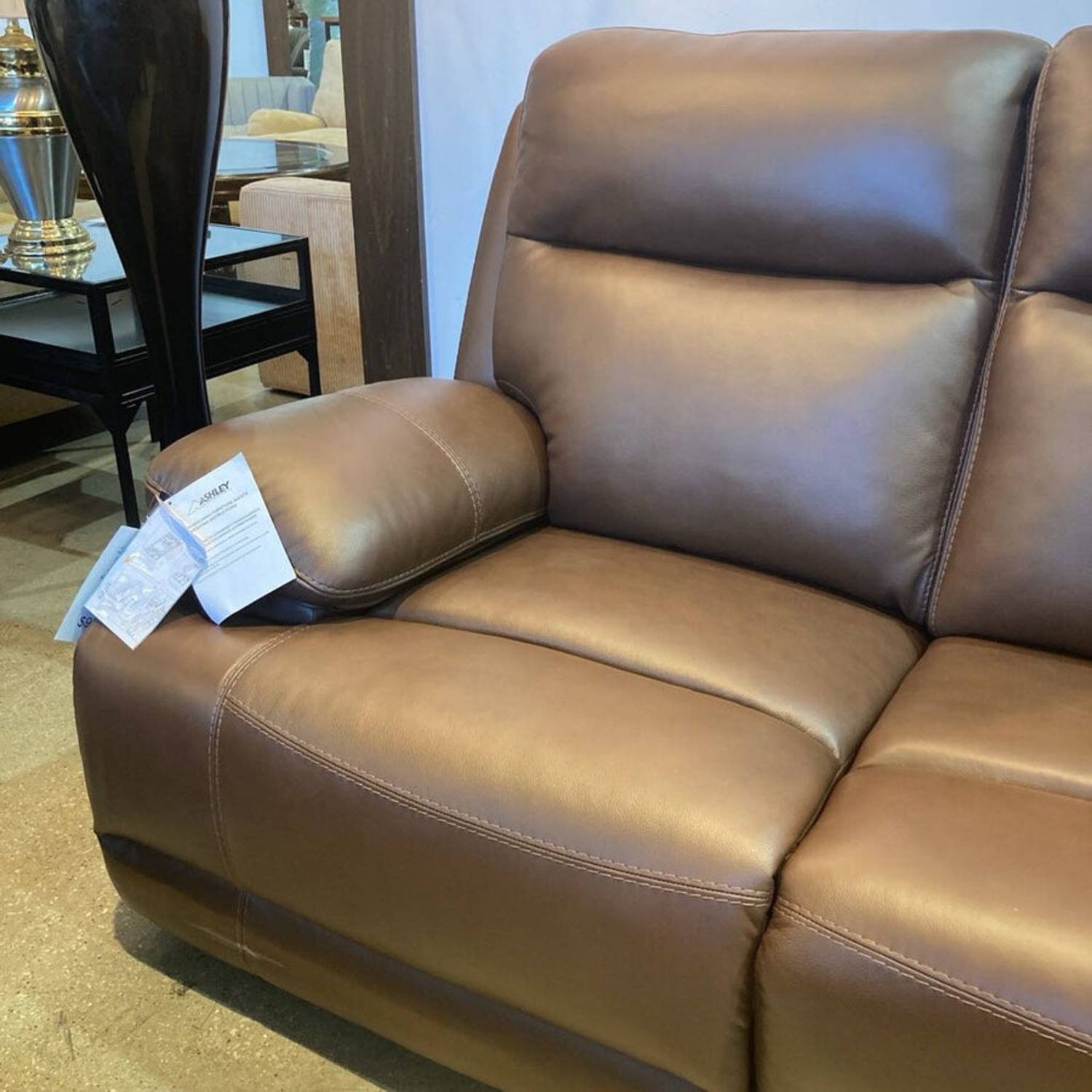 Leather VonRyan Tobacco Power Reclining Sofa - image-11
