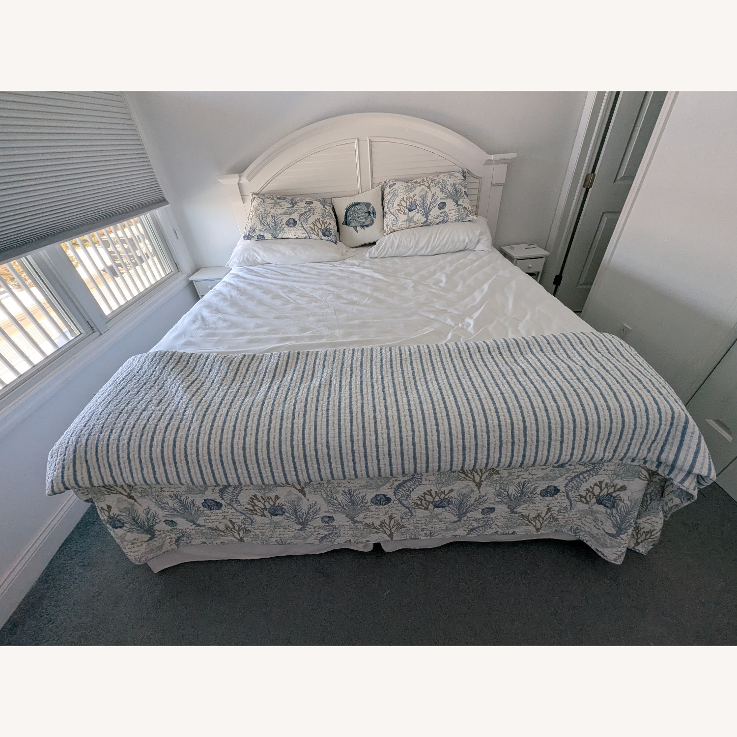 White Wood King Bed - image-1