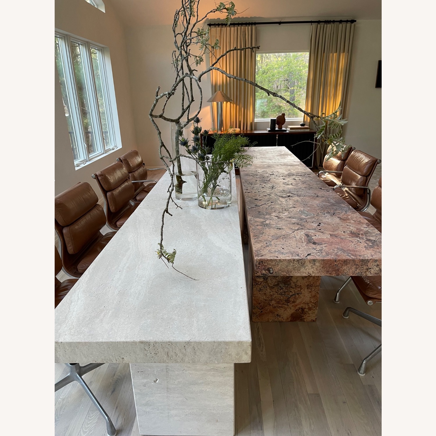 Travertine Honed Unfilled Dining Table - image-8