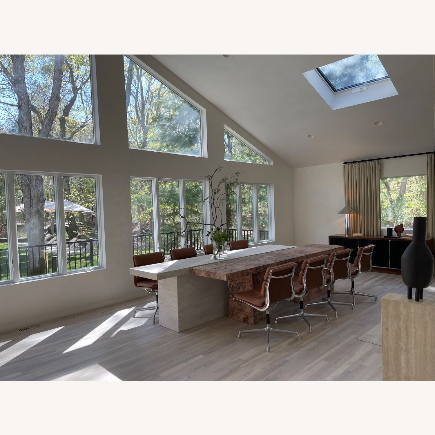 Travertine Honed Unfilled Dining Table - image-4