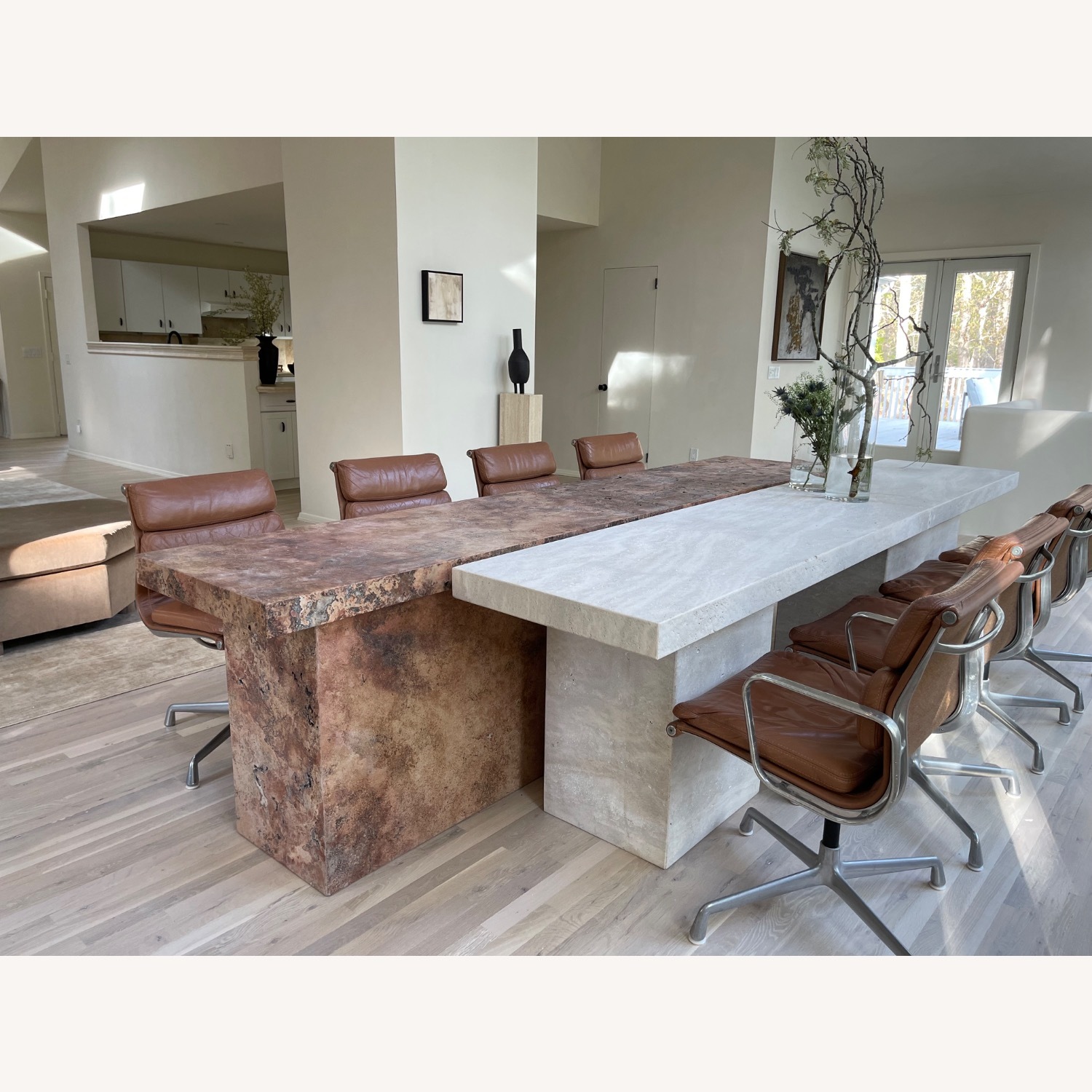 Travertine Honed Unfilled Dining Table - image-7