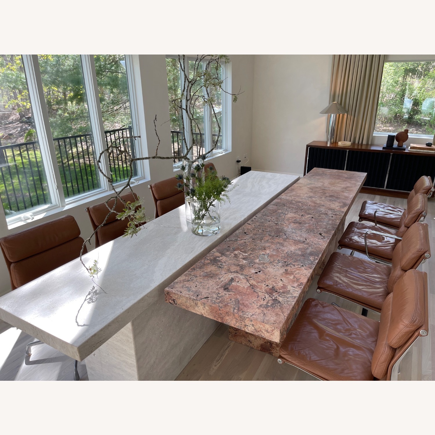 Travertine Honed Unfilled Dining Table - image-2
