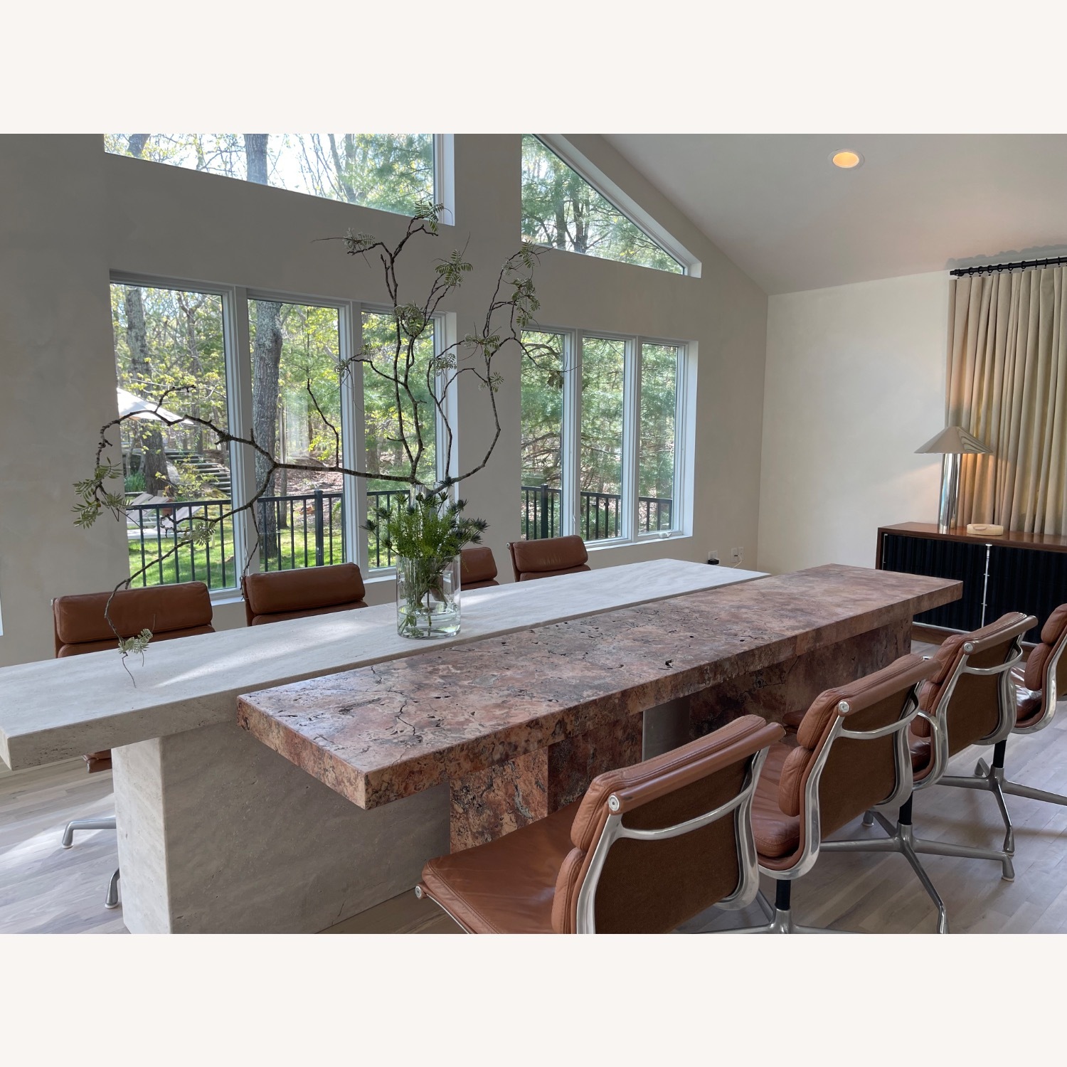 Travertine Honed Unfilled Dining Table - image-1