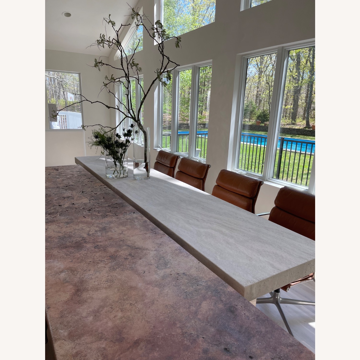 Travertine Honed Unfilled Dining Table - image-5