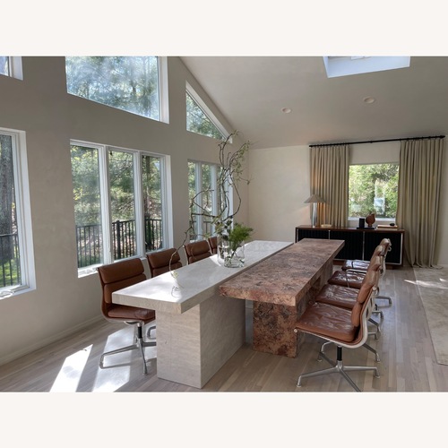 Used Travertine Honed Unfilled Dining Table for sale on AptDeco