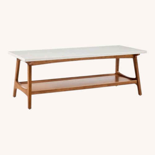 Used West Elm Reeve Marble & Wood Coffee Table for sale on AptDeco
