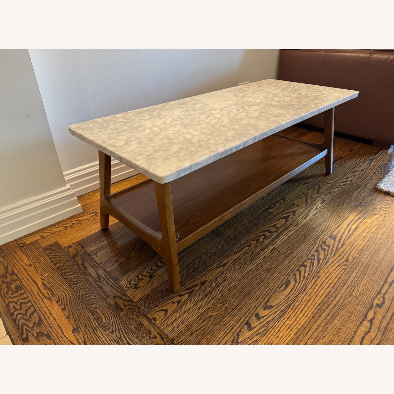West Elm Reeve Marble & Wood Coffee Table - image-3