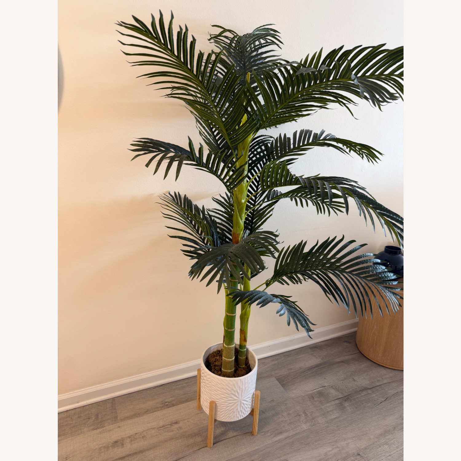 8 ft Artificial Palm with White Textured Planter - image-4