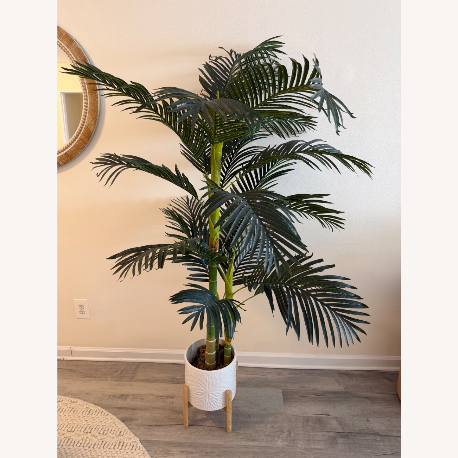 8 ft Artificial Palm with White Textured Planter - image-2